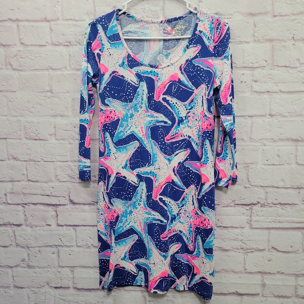 Lilly Pulitzer Starfish Print Beacon Dress XS Star Struck Beachy Resort Coastal